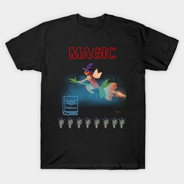 Magic Witch on a broom T-Shirt by Funtomass